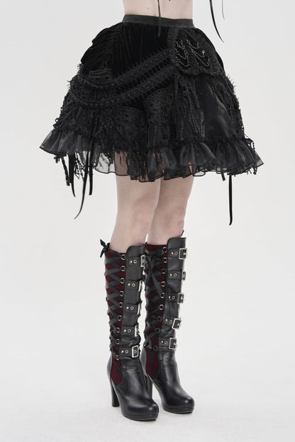 Ruffled Lolita Skirt - Multi-layered Tassels, Black, Women's Style, Gothic Style - additional product view 8