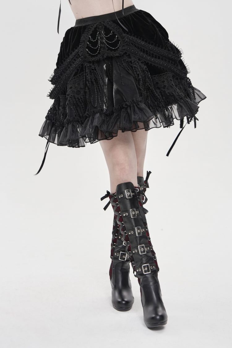 Ruffled Lolita Skirt - Multi-layered Tassels, Black, Women's Style, Gothic Style - additional product view 9