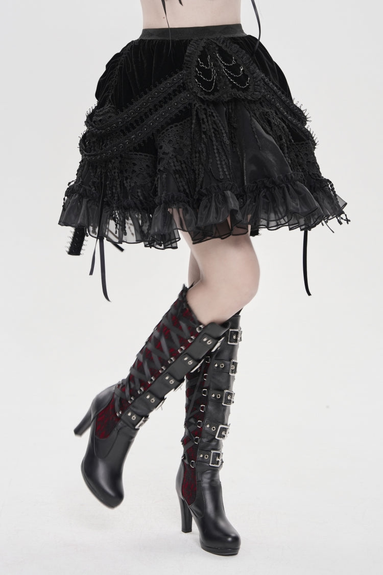 Ruffled Lolita Skirt - Multi-layered Tassels, Black, Women's Style, Gothic Style - additional product view 10