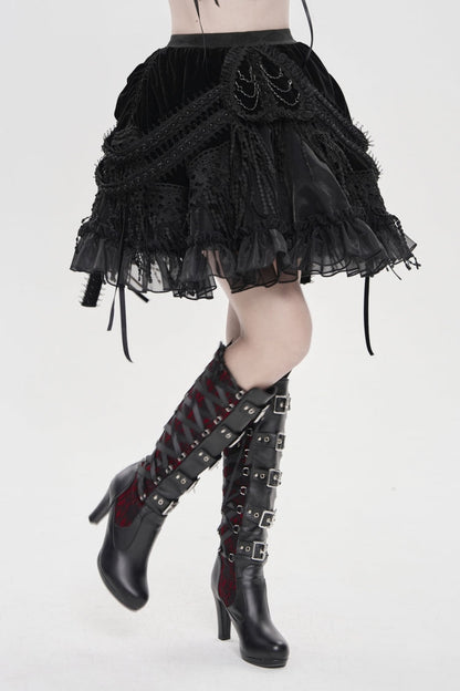 Ruffled Lolita Skirt - Multi-layered Tassels, Black, Women's Style, Gothic Style - additional product view 10