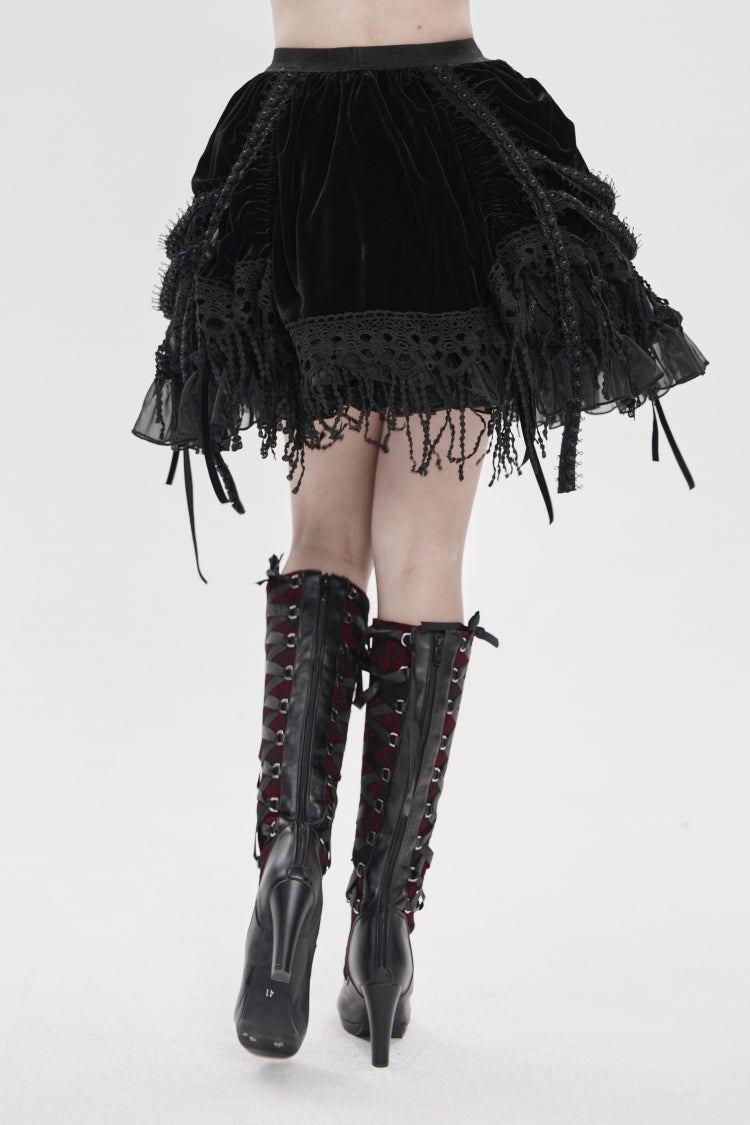 Ruffled Lolita Skirt - Multi-layered Tassels, Black, Women's Style, Gothic Style - additional product view 11