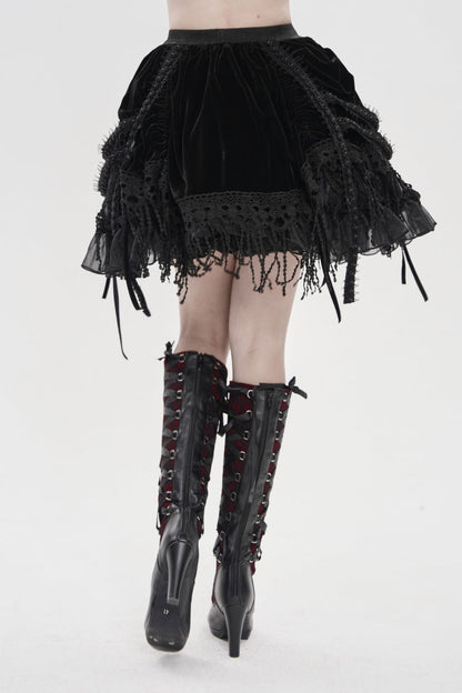 Ruffled Lolita Skirt - Multi-layered Tassels, Black, Women's Style, Gothic Style - additional product view 11