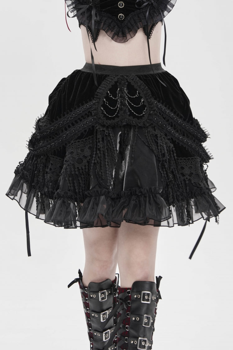 Ruffled Lolita Skirt - Multi-layered Tassels, Black, Women's Style, Gothic Style - additional product view 12