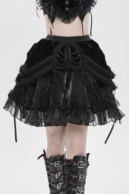 Ruffled Lolita Skirt - Multi-layered Tassels, Black, Women's Style, Gothic Style - additional product view 12