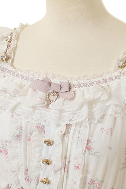 Ruffled Lolita Skirt - Off Shoulder, Ivory, Long Sleeves, Sweet Style, Bow Detail - additional product view 5