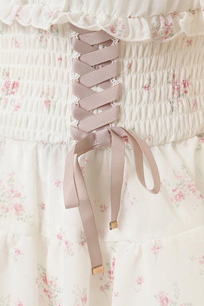 Ruffled Lolita Skirt - Off Shoulder, Ivory, Long Sleeves, Sweet Style, Bow Detail - additional product view 7