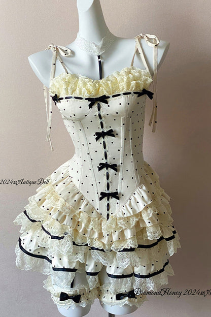 Ruffled Lolita Skirt - Paris Holidays, Ivory, Ruffled, Printed, Layered - additional product view 2