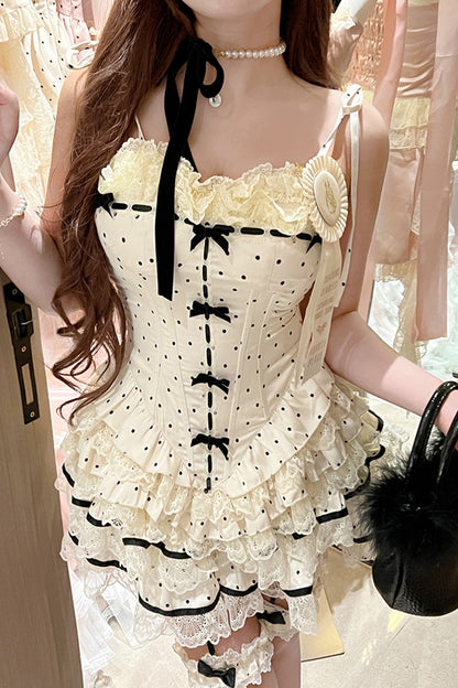 Ruffled Lolita Skirt - Paris Holidays, Ivory, Ruffled, Printed, Layered - additional product view 6
