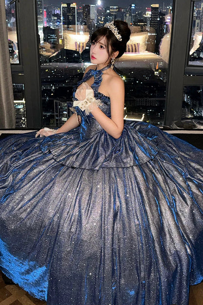 Ruffled Lolita Skirt - Paris-inspired, Blue, Ruffled, Sweet Style, Bow Detail - additional product view 2