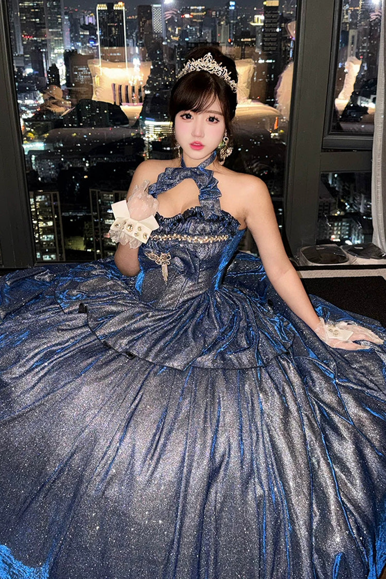 Ruffled Lolita Skirt - Paris-inspired, Blue, Ruffled, Sweet Style, Bow Detail - additional product view 4