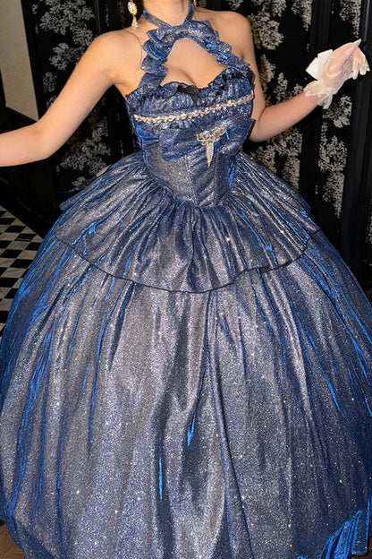 Ruffled Lolita Skirt - Paris-inspired, Blue, Ruffled, Sweet Style, Bow Detail - additional product view 8