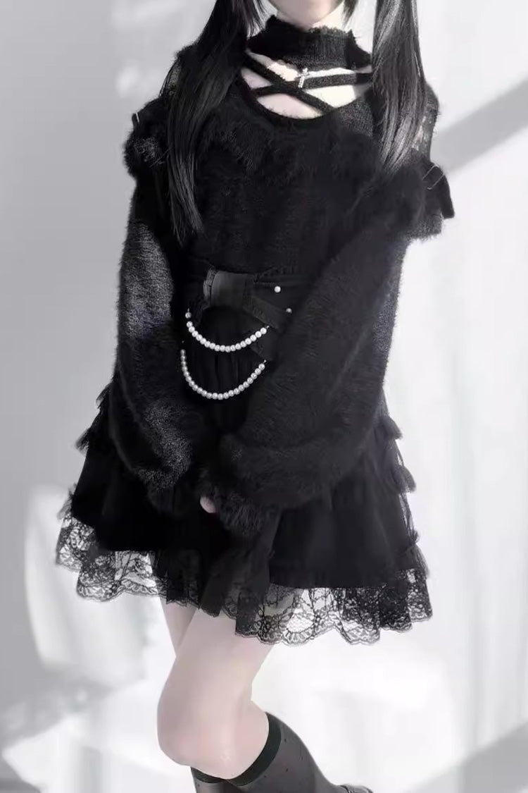 Ruffled Lolita Skirt - Pearl, 2 Colors, Ruffled, Sweet Style, Bow Detail - additional product view 3