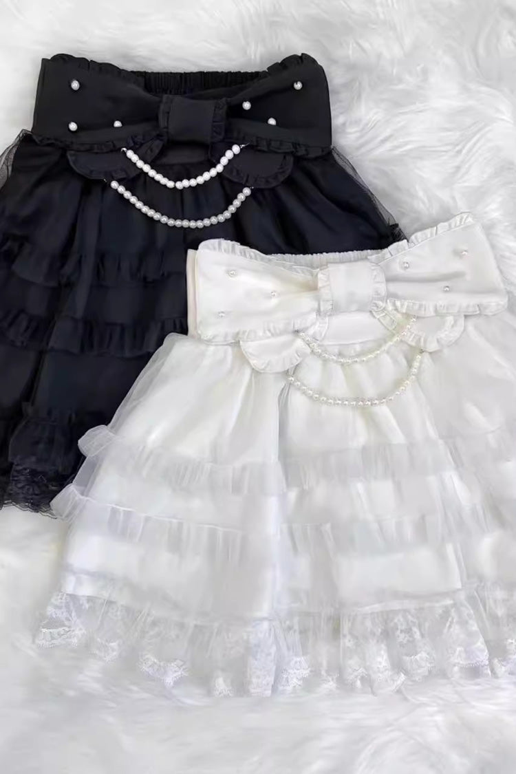 Ruffled Lolita Skirt - Pearl, 2 Colors, Ruffled, Sweet Style, Bow Detail - additional product view 4