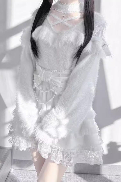 Ruffled Lolita Skirt - Pearl, 2 Colors, Ruffled, Sweet Style, Bow Detail - additional product view 5