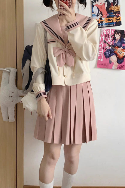 Ruffled Lolita Skirt - Pink/ivory Sailor Collar, 2 Colors, Sweet Style, Long Sleeves - additional product view 2