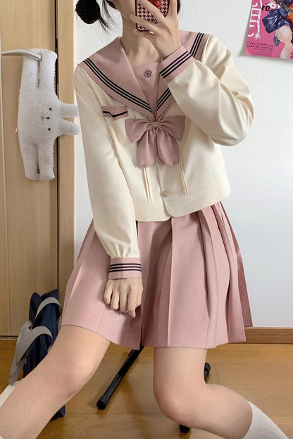 Ruffled Lolita Skirt - Pink/ivory Sailor Collar, 2 Colors, Sweet Style, Long Sleeves - additional product view 6