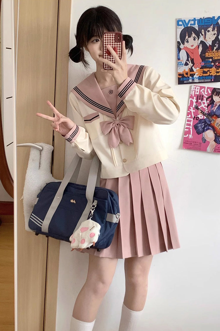 Ruffled Lolita Skirt - Pink/ivory Sailor Collar, 2 Colors, Sweet Style, Long Sleeves - main product image