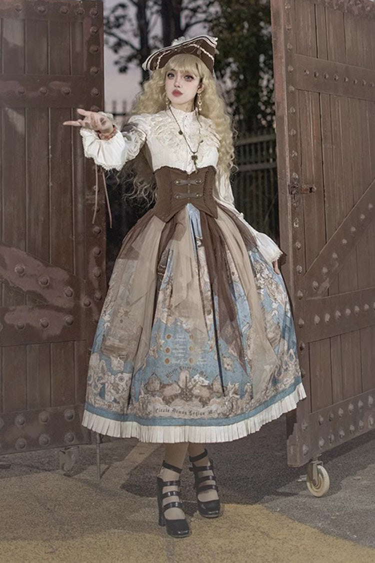Ruffled Lolita Skirt - Pirate Series Navigation, 4 Colors, Short Version, Long Version - additional product view 3