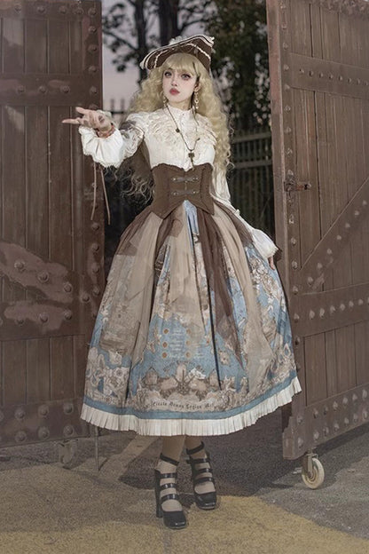 Ruffled Lolita Skirt - Pirate Series Navigation, 4 Colors, Short Version, Long Version - additional product view 3