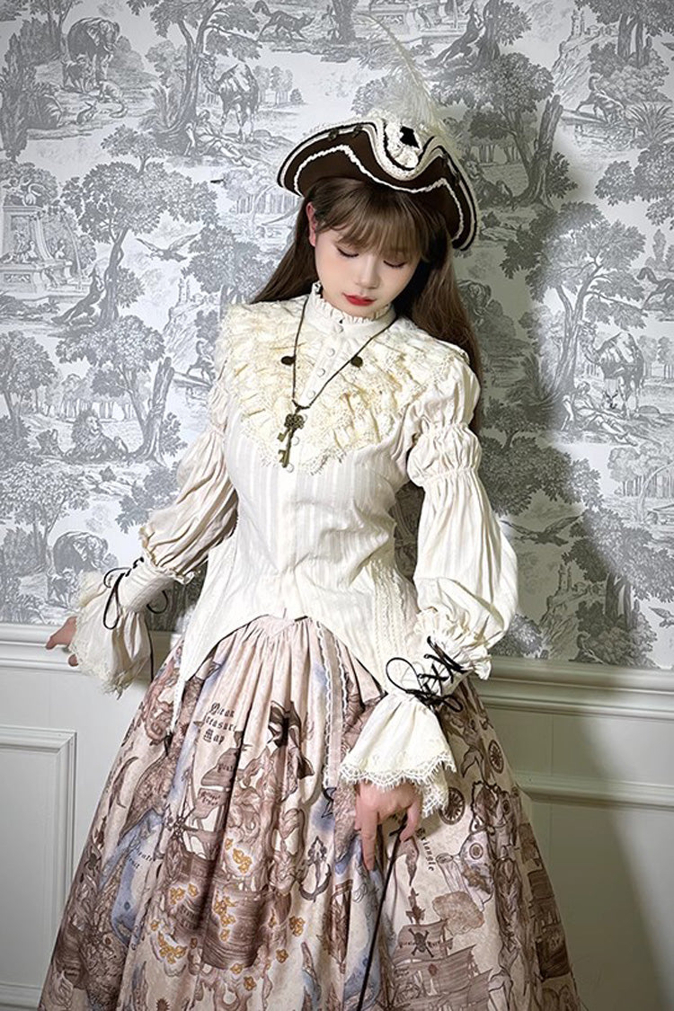 Ruffled Lolita Skirt - Pirate Series Navigation, 4 Colors, Short Version, Long Version - additional product view 7