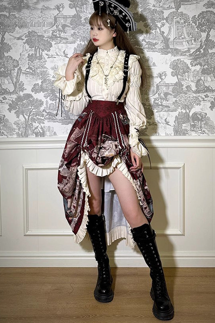Ruffled Lolita Skirt - Pirate Series Navigation, 4 Colors, Short Version, Long Version - additional product view 15