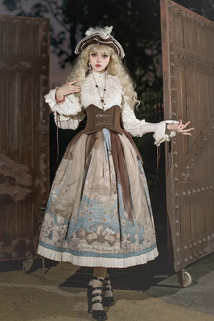 Ruffled Lolita Skirt - Pirate Series Navigation, 4 Colors, Short Version, Long Version - main product image