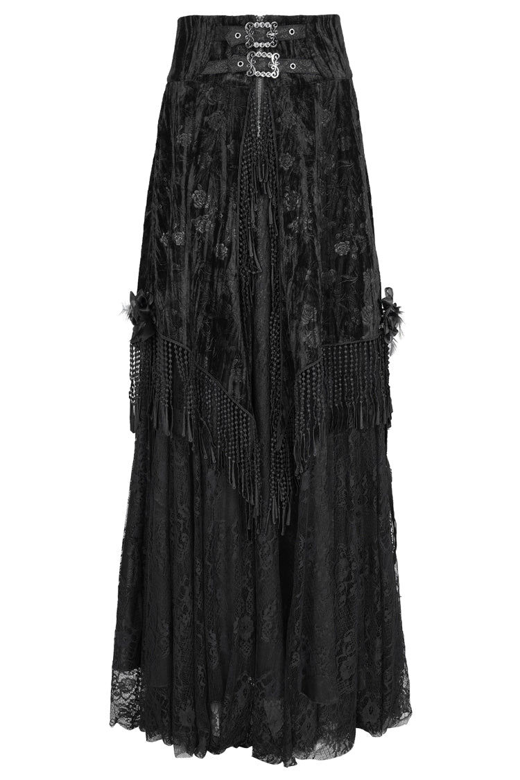 Ruffled Lolita Skirt - Print, Black, Long Length, Buckle Detail, Women's Style - additional product view 3