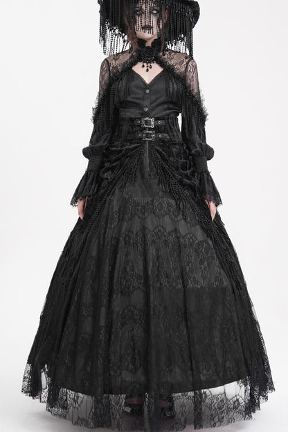 Ruffled Lolita Skirt - Print, Black, Long Length, Buckle Detail, Women's Style - additional product view 4