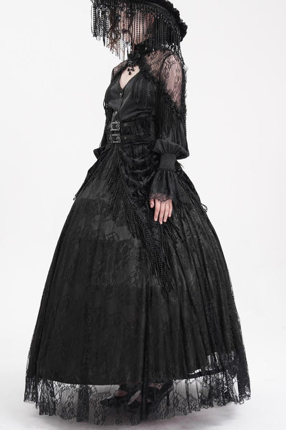 Ruffled Lolita Skirt - Print, Black, Long Length, Buckle Detail, Women's Style - additional product view 5