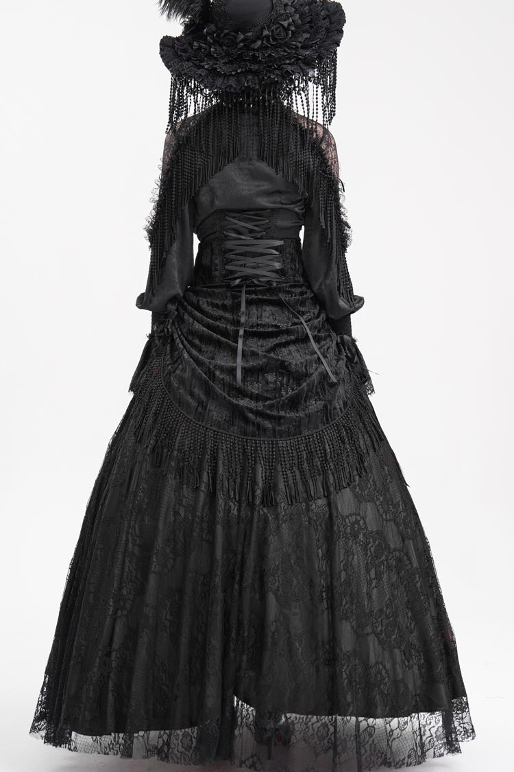 Ruffled Lolita Skirt - Print, Black, Long Length, Buckle Detail, Women's Style - additional product view 6