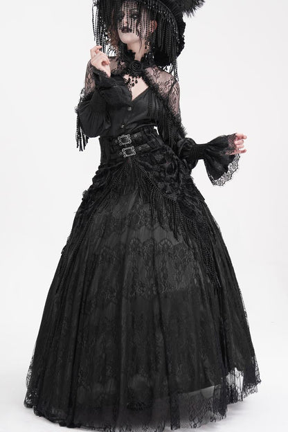 Ruffled Lolita Skirt - Print, Black, Long Length, Buckle Detail, Women's Style - additional product view 8