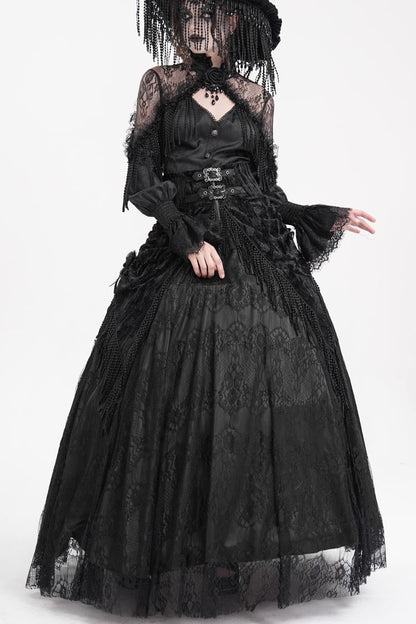 Ruffled Lolita Skirt - Print, Black, Long Length, Buckle Detail, Women's Style - additional product view 9