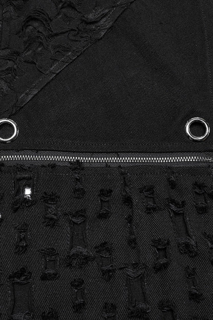 Ruffled Lolita Skirt - Ripped Detachable Side Slit, Black, Detachable Detail, Slit Detail - additional product view 6