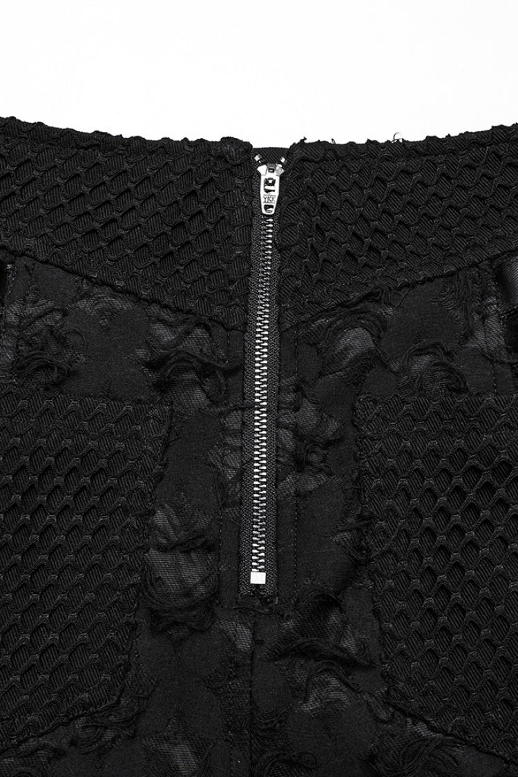 Ruffled Lolita Skirt - Ripped Detachable Side Slit, Black, Detachable Detail, Slit Detail - additional product view 8