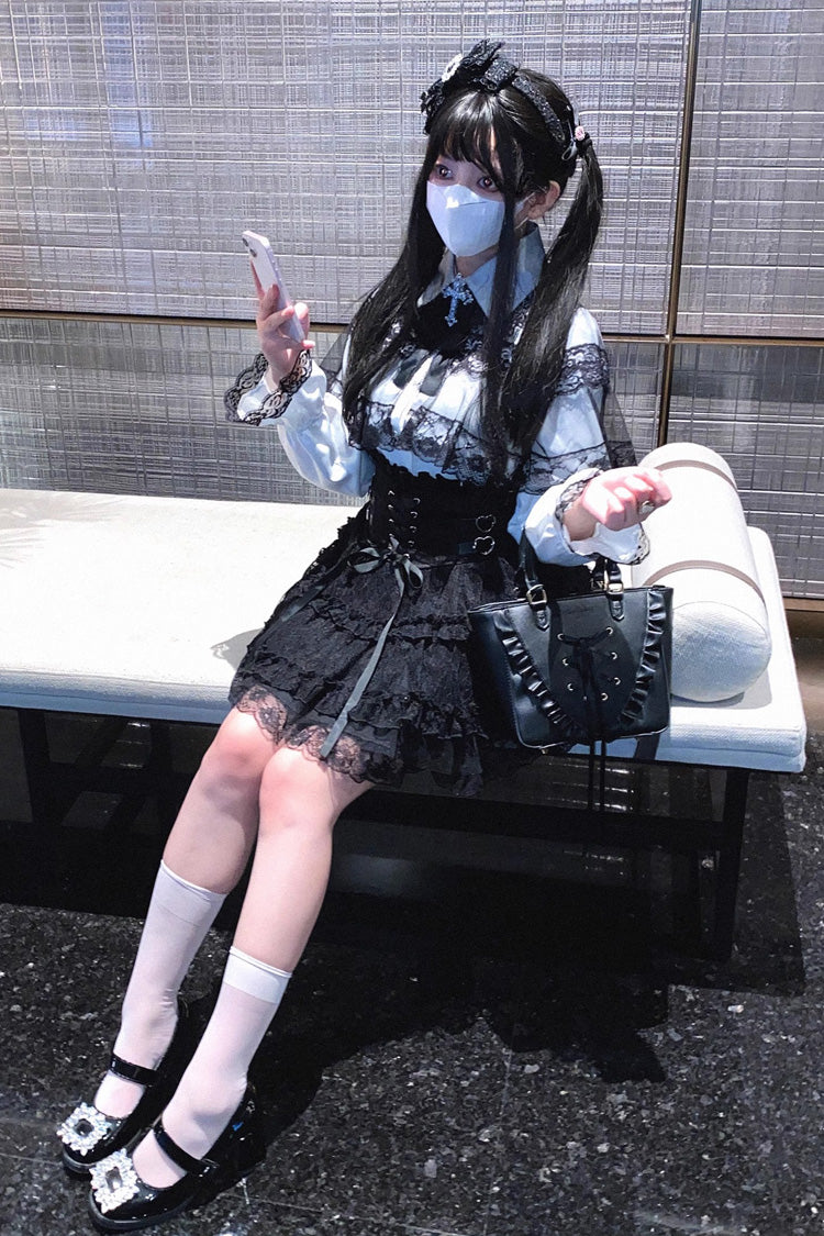 Ruffled Lolita Skirt - Rose Palpitations, 4 Colors, High Waist, Ruffled, Sweet Style - One-Size Black option