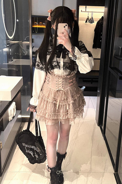 Ruffled Lolita Skirt - Rose Palpitations, 4 Colors, High Waist, Ruffled, Sweet Style - One-Size Pink option