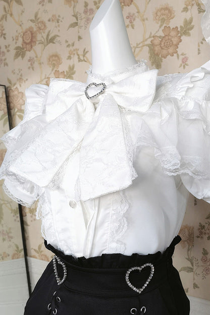 Ruffled Lolita Skirt - Ruffle Bowknot Lace Jirai, Black, Bow Detail, Lace Trim, Ruffled - additional product view 7