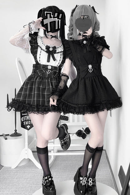 Ruffled Lolita Skirt - Ruffle Hollow Bowknot Lace, Black, Ruffled, Bow Detail, Lace Trim - additional product view 4
