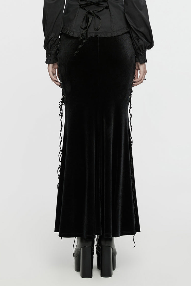 Ruffled Lolita Skirt - Ruffle Rose Embroidery Lace-up, Black, Women's Style, Ruffled - additional product view 3