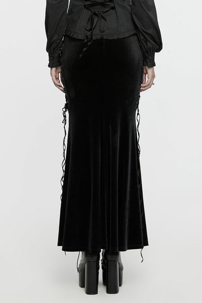 Ruffled Lolita Skirt - Ruffle Rose Embroidery Lace-up, Black, Women's Style, Ruffled - additional product view 3