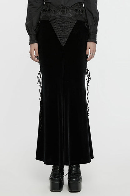 Ruffled Lolita Skirt - Ruffle Rose Embroidery Lace-up, Black, Women's Style, Ruffled - main product image