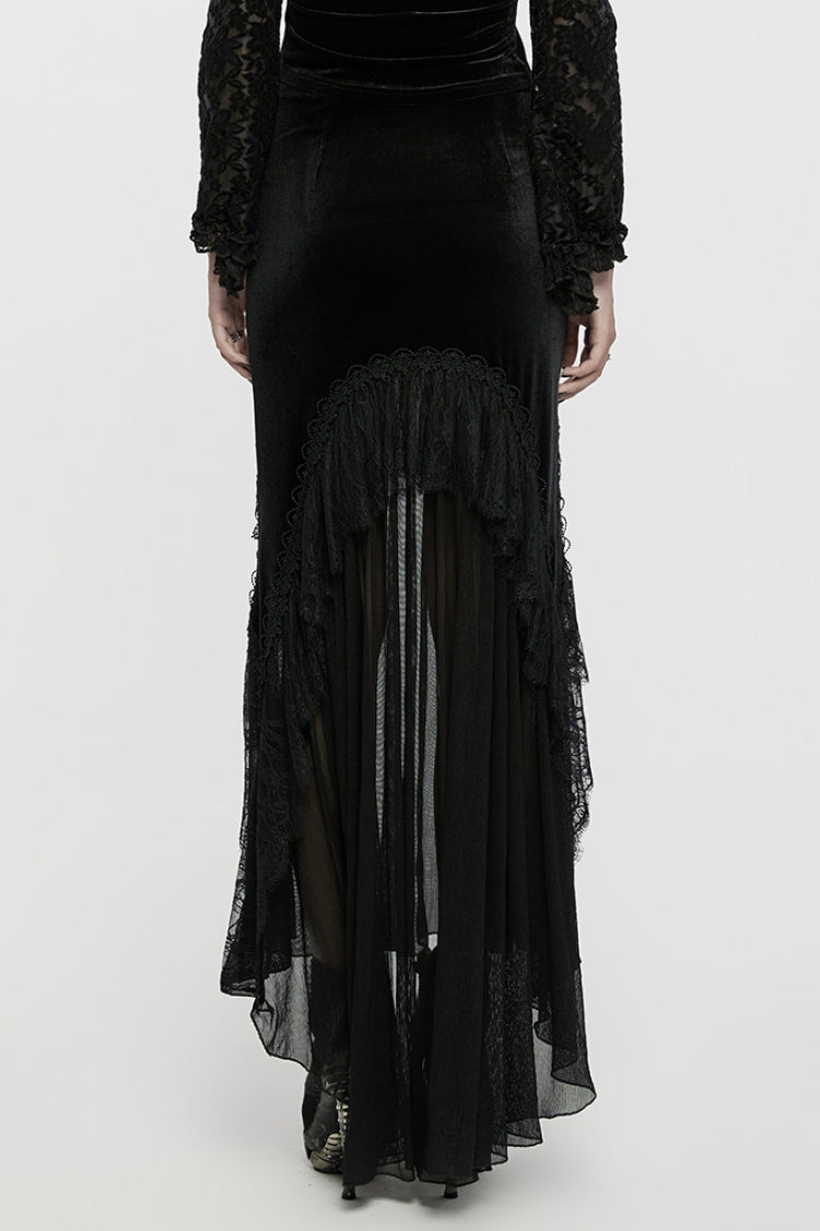 Ruffled Lolita Skirt - Ruffle Stitching Lace Fishtailed, Black, Women's Style, Lace Trim - additional product view 3