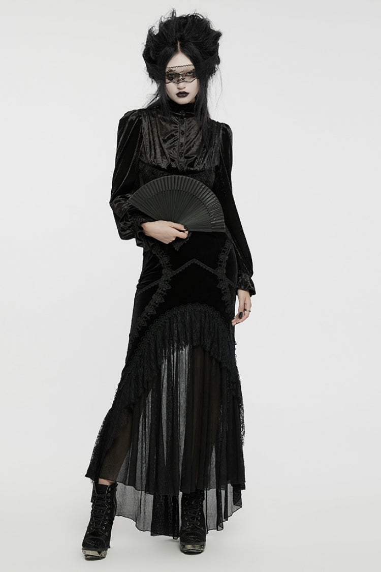 Ruffled Lolita Skirt - Ruffle Stitching Lace Fishtailed, Black, Women's Style, Lace Trim - additional product view 4