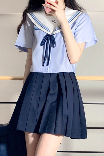 Ruffled Lolita Skirt - Sailor, Blue, Pleated, Sweet Style, Long Sleeves - additional product view 2