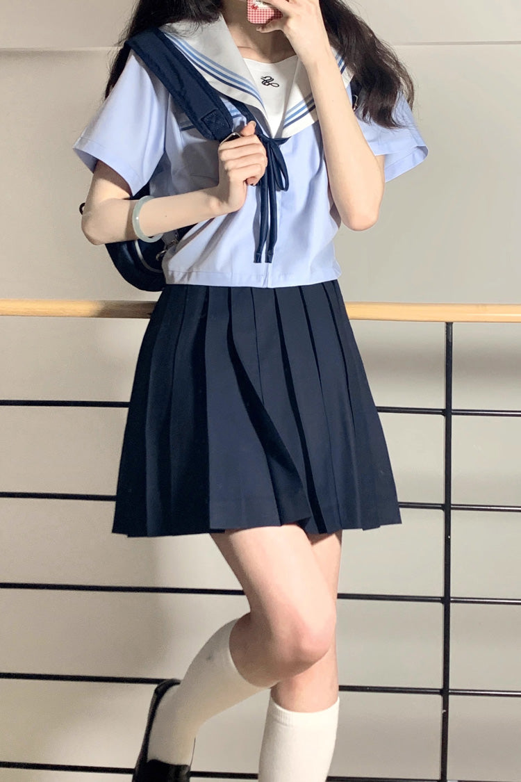 Ruffled Lolita Skirt - Sailor, Blue, Pleated, Sweet Style, Long Sleeves - additional product view 3