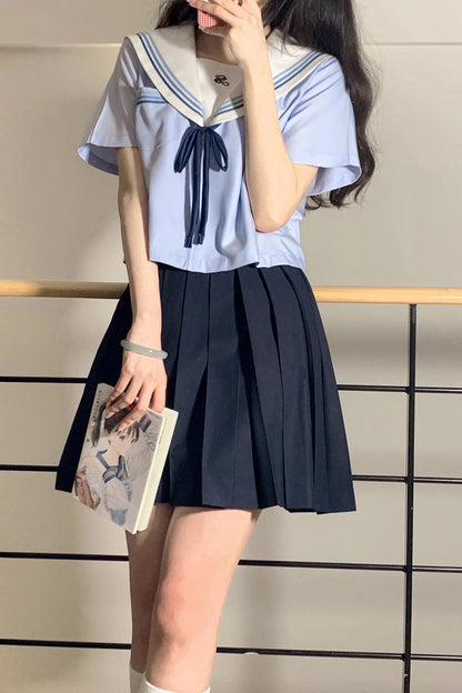 Ruffled Lolita Skirt - Sailor, Blue, Pleated, Sweet Style, Long Sleeves - additional product view 4
