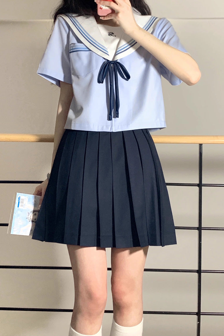 Ruffled Lolita Skirt - Sailor, Blue, Pleated, Sweet Style, Long Sleeves - additional product view 5