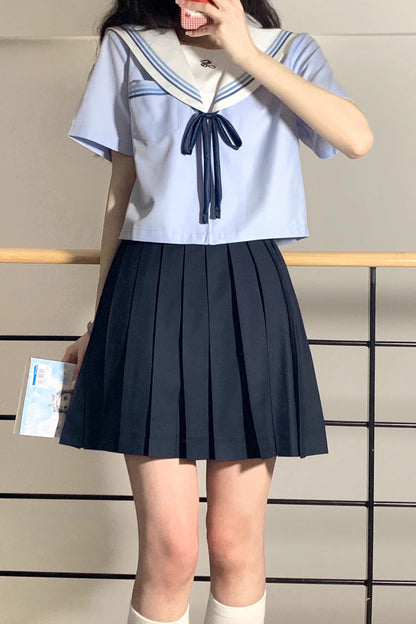 Ruffled Lolita Skirt - Sailor, Blue, Pleated, Sweet Style, Long Sleeves - additional product view 5