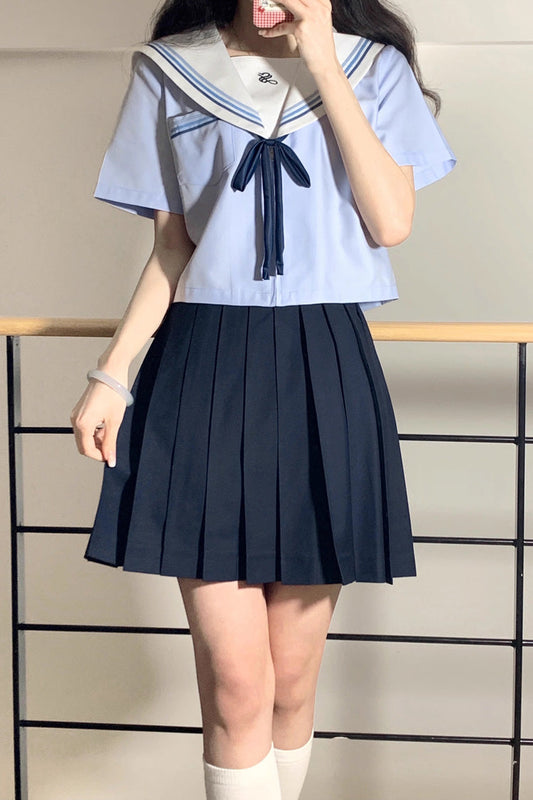 Ruffled Lolita Skirt - Sailor, Blue, Pleated, Sweet Style, Long Sleeves - main product image