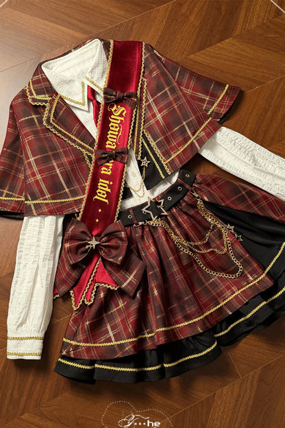 Ruffled Lolita Skirt - Shōwa Little Idol, Red, Ruffled, Long Sleeves, Classic Style - additional product view 2